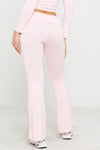 Pink Fold Over Flared Leggings & Short Sleeve Top Co-Ord