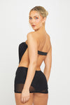 Black Mesh Cut Out Embellished Open Back Mini Dress