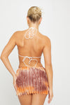 Multi Sheer Ruffle Detail Halter Top & Mini Skirt Co-Ord