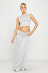 Light Grey Sleeveless Top & Fold Over Maxi Skirt Co-Ord