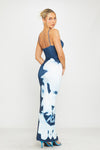 Blue Floral Print Strappy Bodycon Maxi Dress