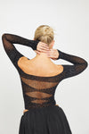 Black Sheer Cut Out Rhinestone Detail Bodysuit