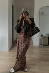 Leopard Print Keyhole Cut Out Strappy Maxi Dress