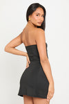 Black Structured Strapless Bandeau Mini Dress