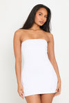 White Structured Strapless Bandeau Mini Dress