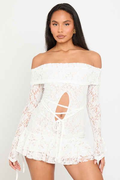 bardot white dress lace Bardot Alegra exclusive stretch lace cami midi dress in white