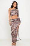 Leopard Print One Shoulder Top & Maxi Skirt Co-Ord