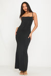 Black Strappy Low Back Bodycon Maxi Dress