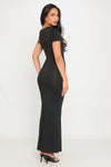 Black Asymmetric One Shoulder Twist Maxi Dress