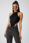 White Ribbed Extreme High Leg Bodysuit