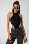 White Ribbed Extreme High Leg Bodysuit